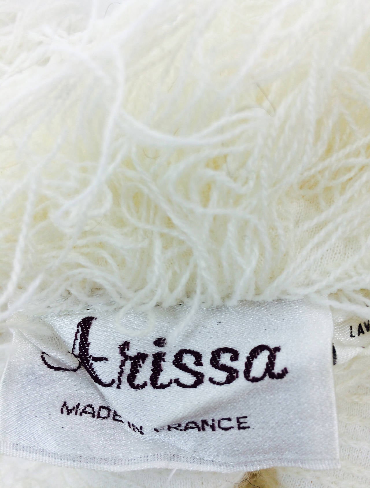 Arissa France shaggy off white string faux fur jacket, 1980s For Sale