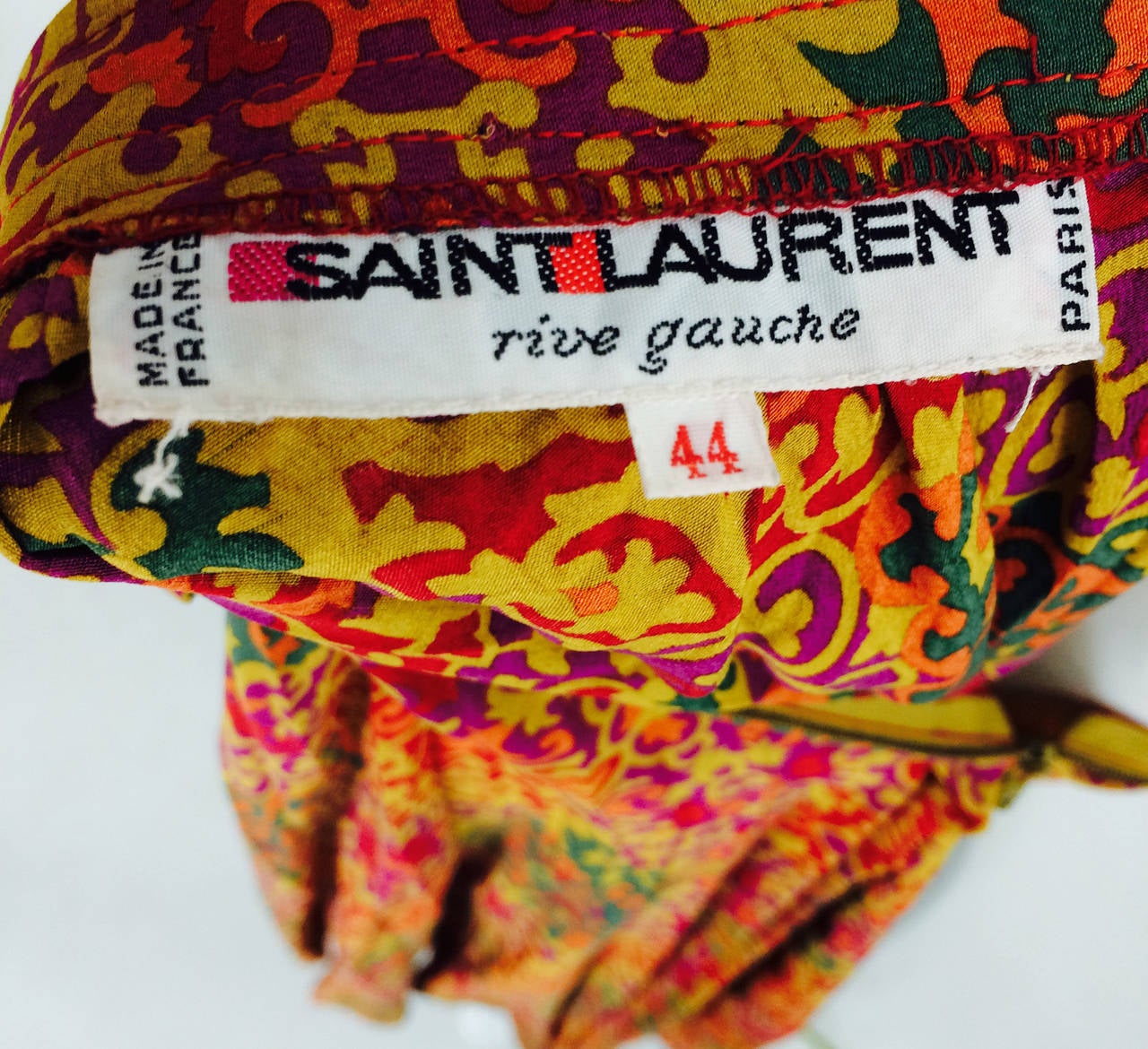 Yves St Laurent YSL Rive Gauche golden silk print knife pleated skirt 1970s 3