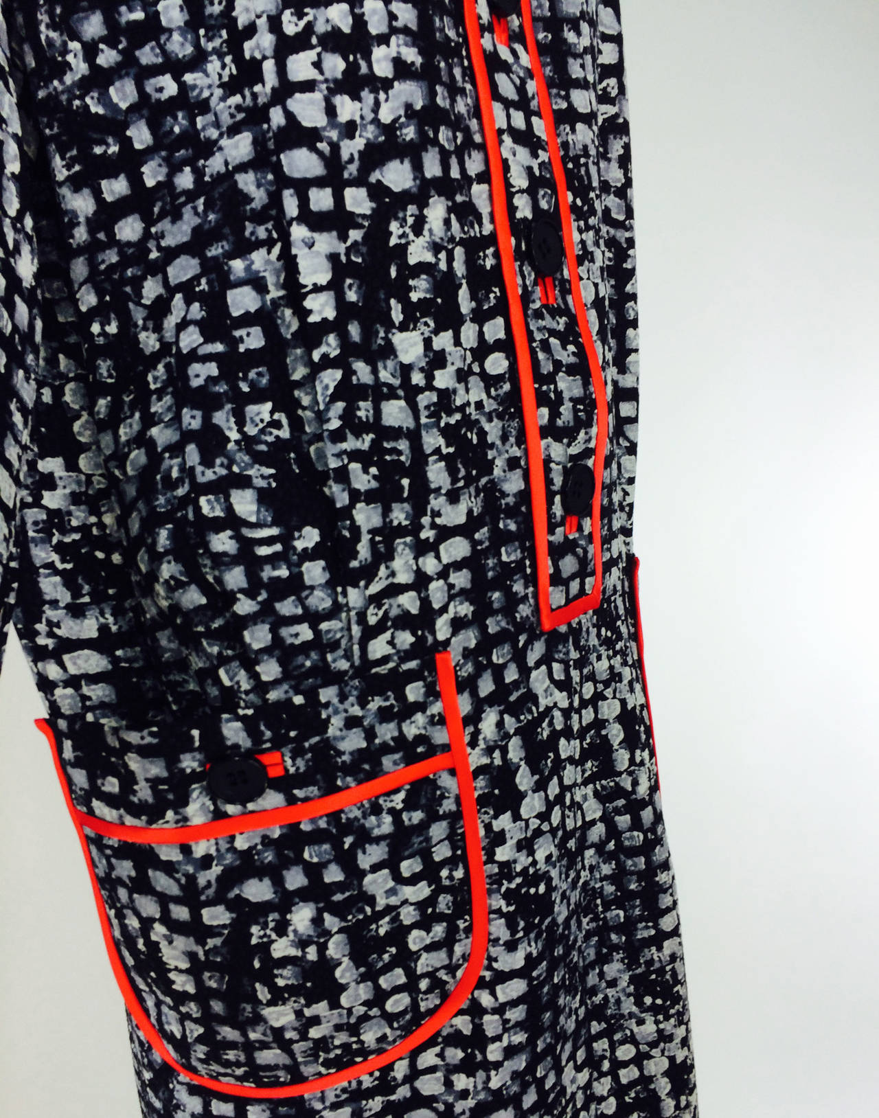 Women's Stanley Platos black white & coral long sleeve shift dress