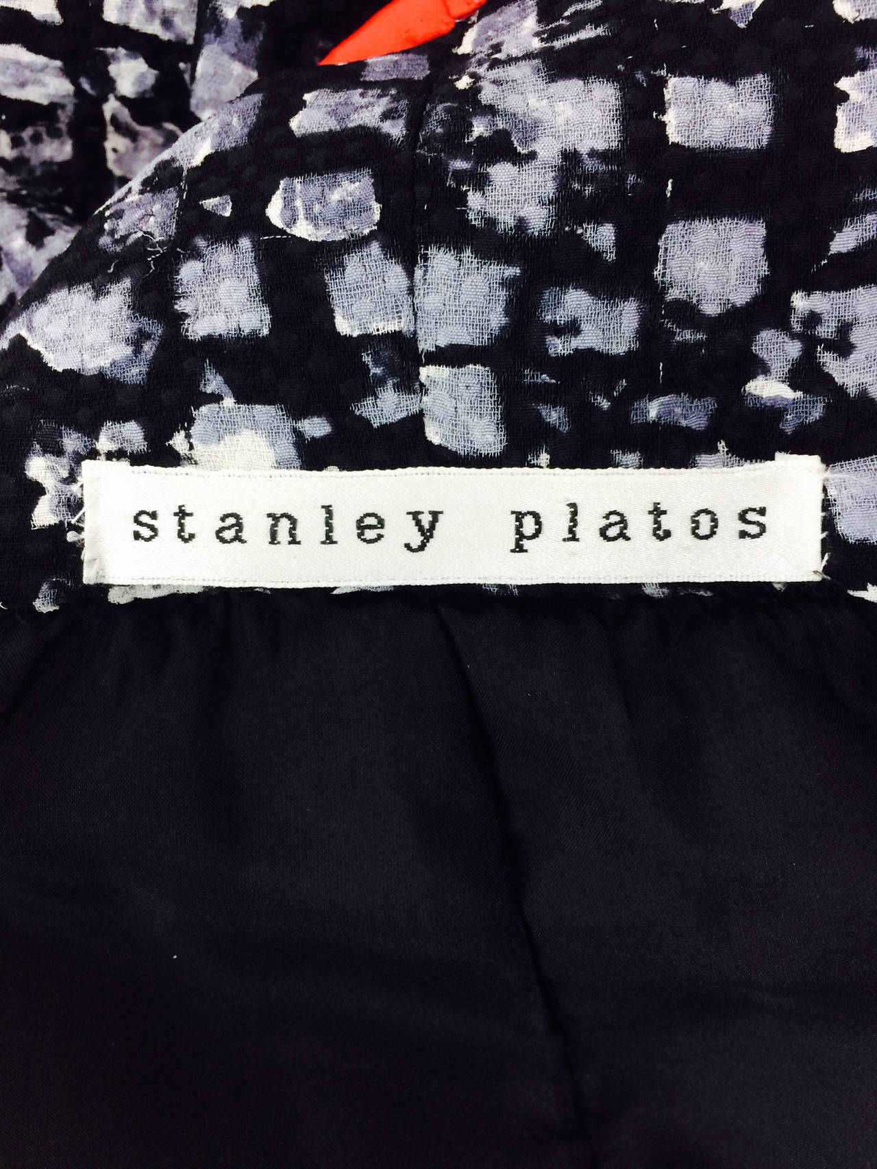 Stanley Platos black white & coral long sleeve shift dress 1