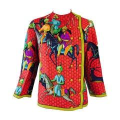 Hermes silk twill blouse Ispahan by Maurice Tranchant very rare 1960s