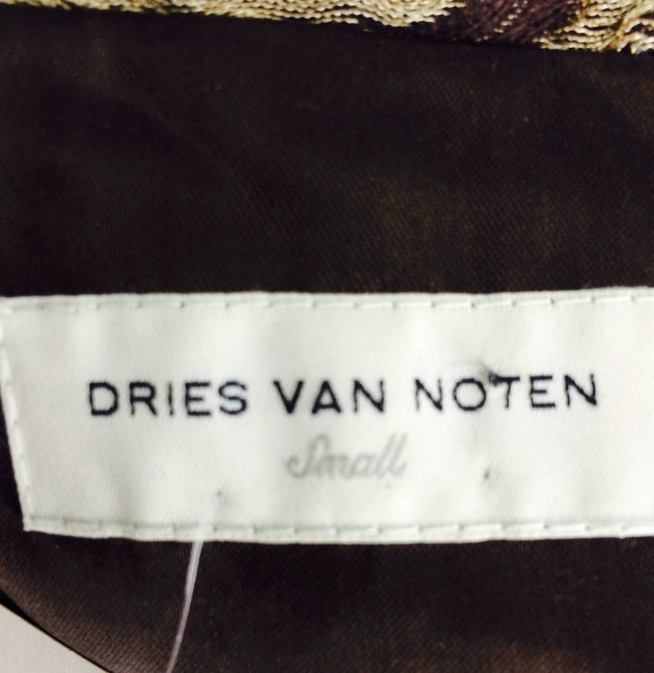 Dries Van Noten bronze gold & chocolate brown metallic brocade coat 3