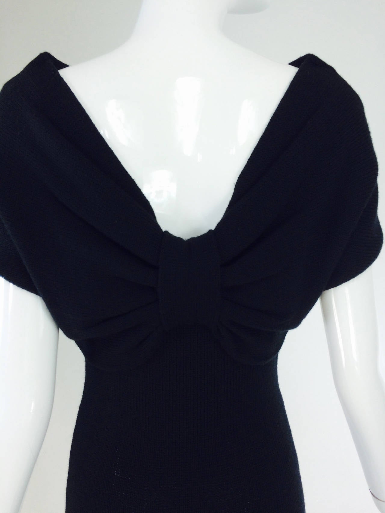 Black Valentino black sweater knit bow back dress