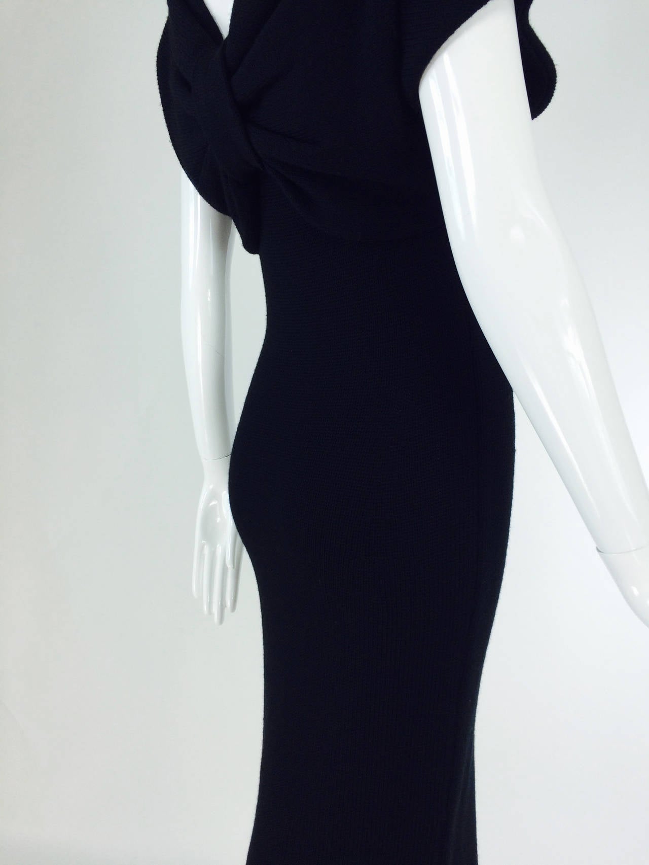 Women's Valentino black sweater knit bow back dress