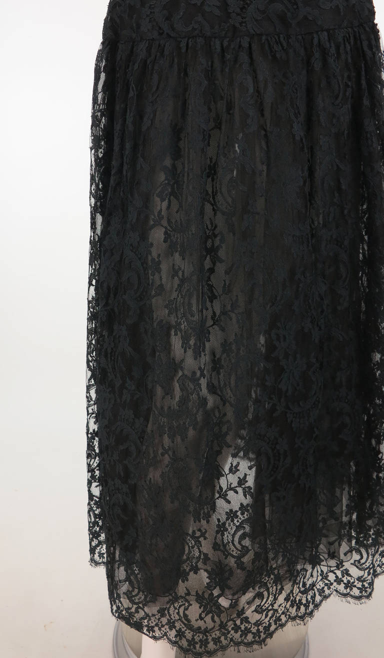 1980s Oscar de la Renta sheer black lace skirt 5