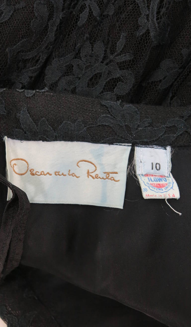 1980s Oscar de la Renta sheer black lace skirt 6