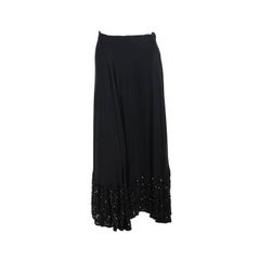 1990s black heavily beaded hem skirt