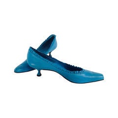 Vintage Margaret Jerrold turquoise Louis heel pumps  8 1/2 N unworn 1960s