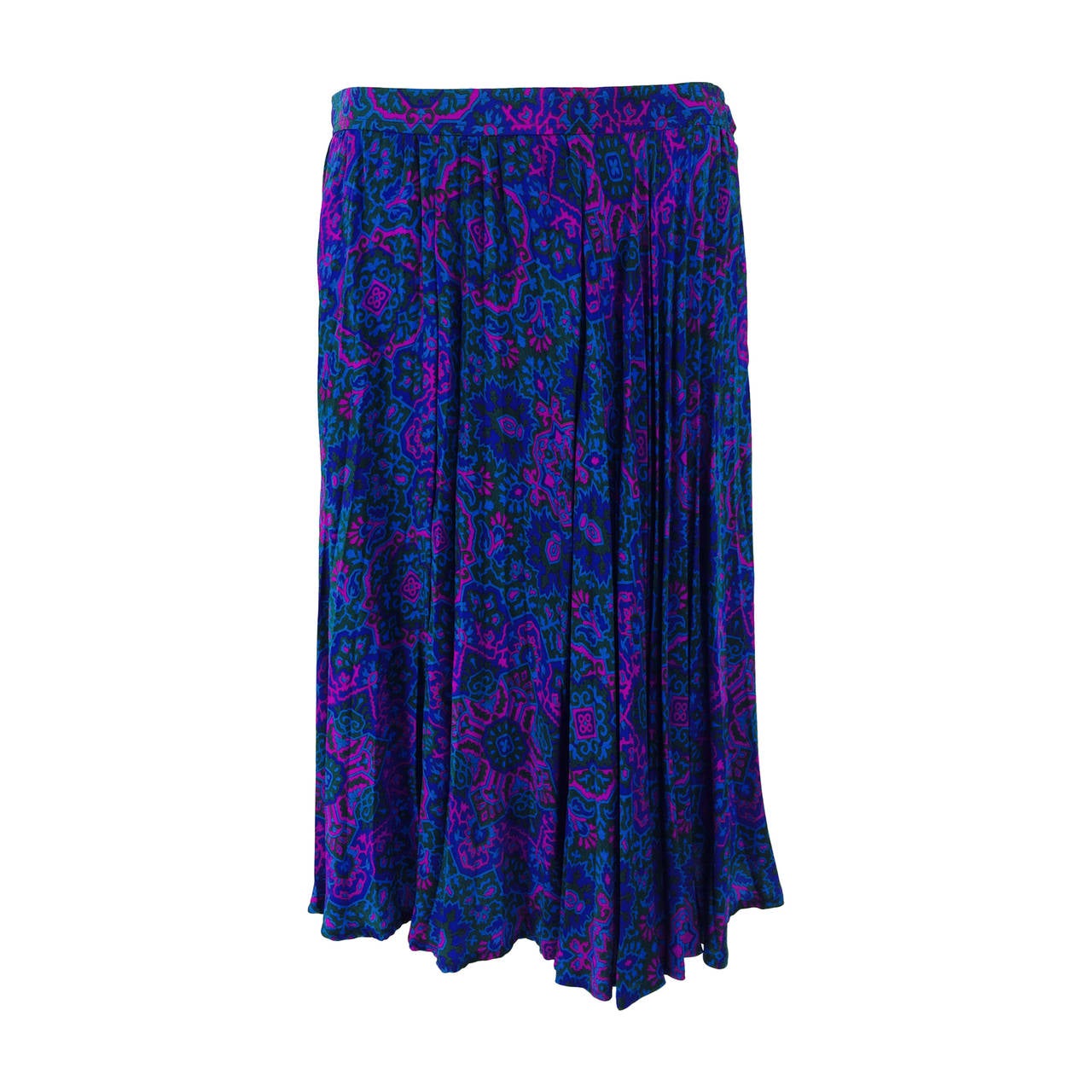 Yves St Laurent YSL Rive Gauche Majorelle blue pleated silk skirt