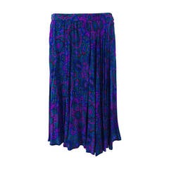 Yves St Laurent YSL Rive Gauche Majorelle blue pleated silk skirt 8