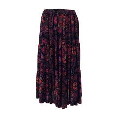 Yves St Laurent YSL Rive Gauche metallic paisley tiered gypsy skirt 1970s