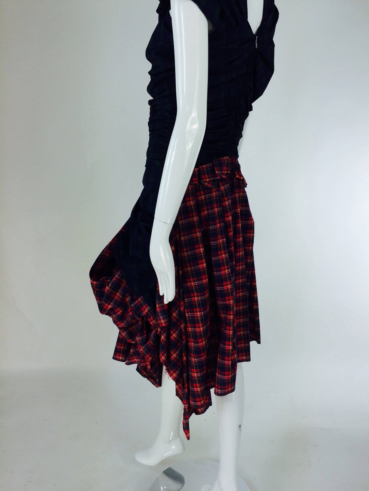 Comme des Garcons tartan/plaid dress in green & red 2005 1