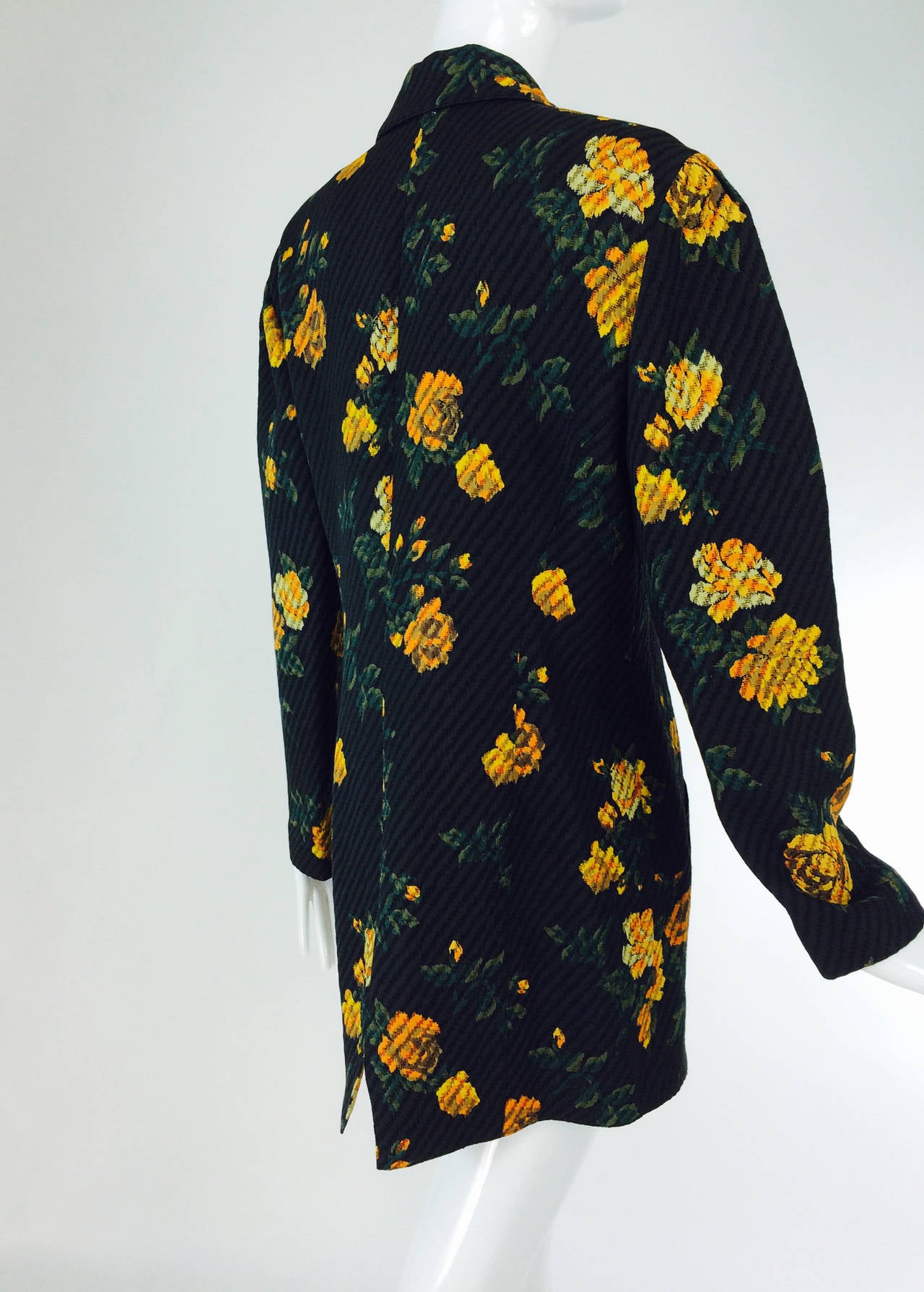 Louis Feraud double breasted floral cotton cloque jacket 1980s 2