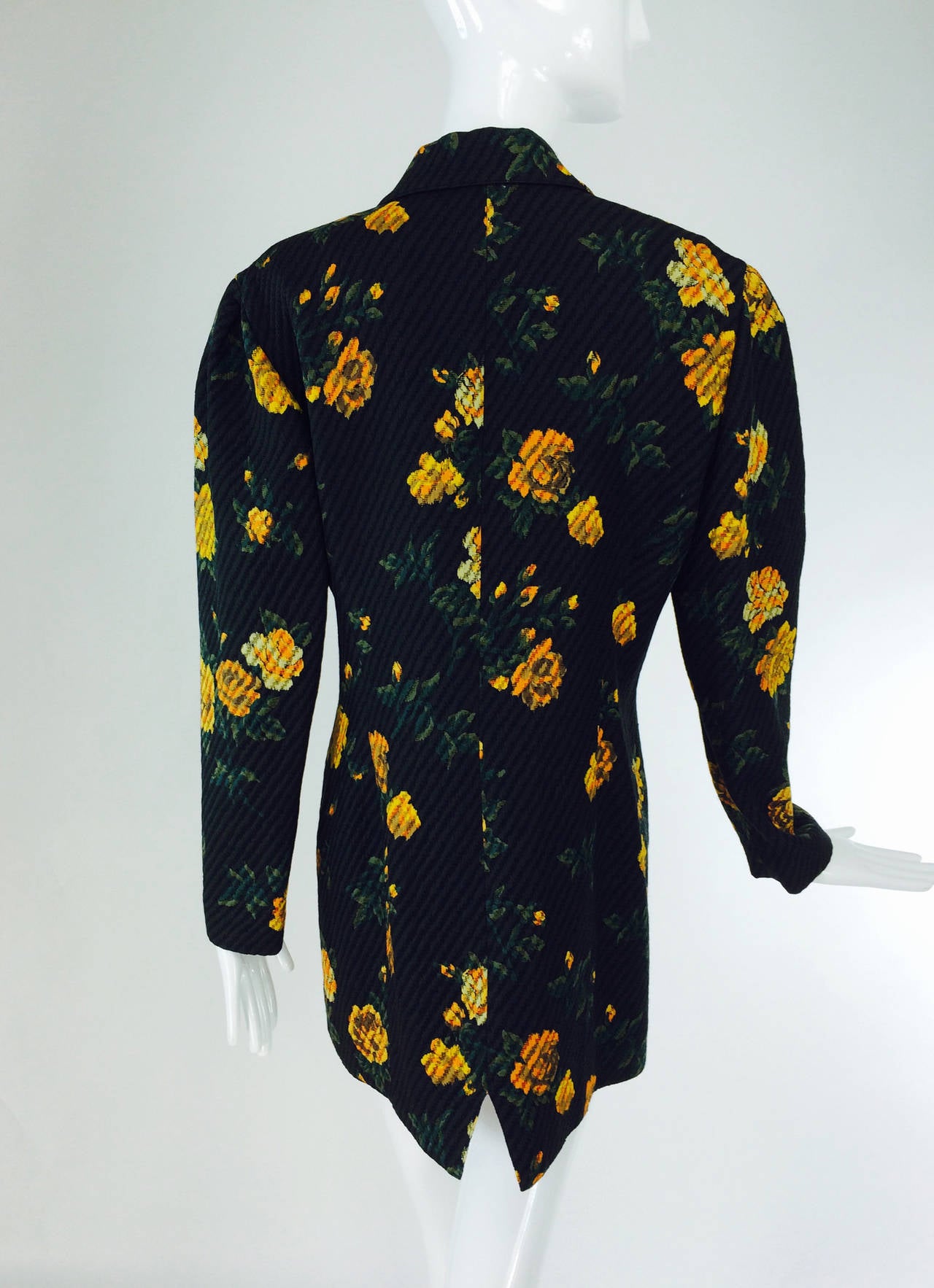 Louis Feraud double breasted floral cotton cloque jacket 1980s 1