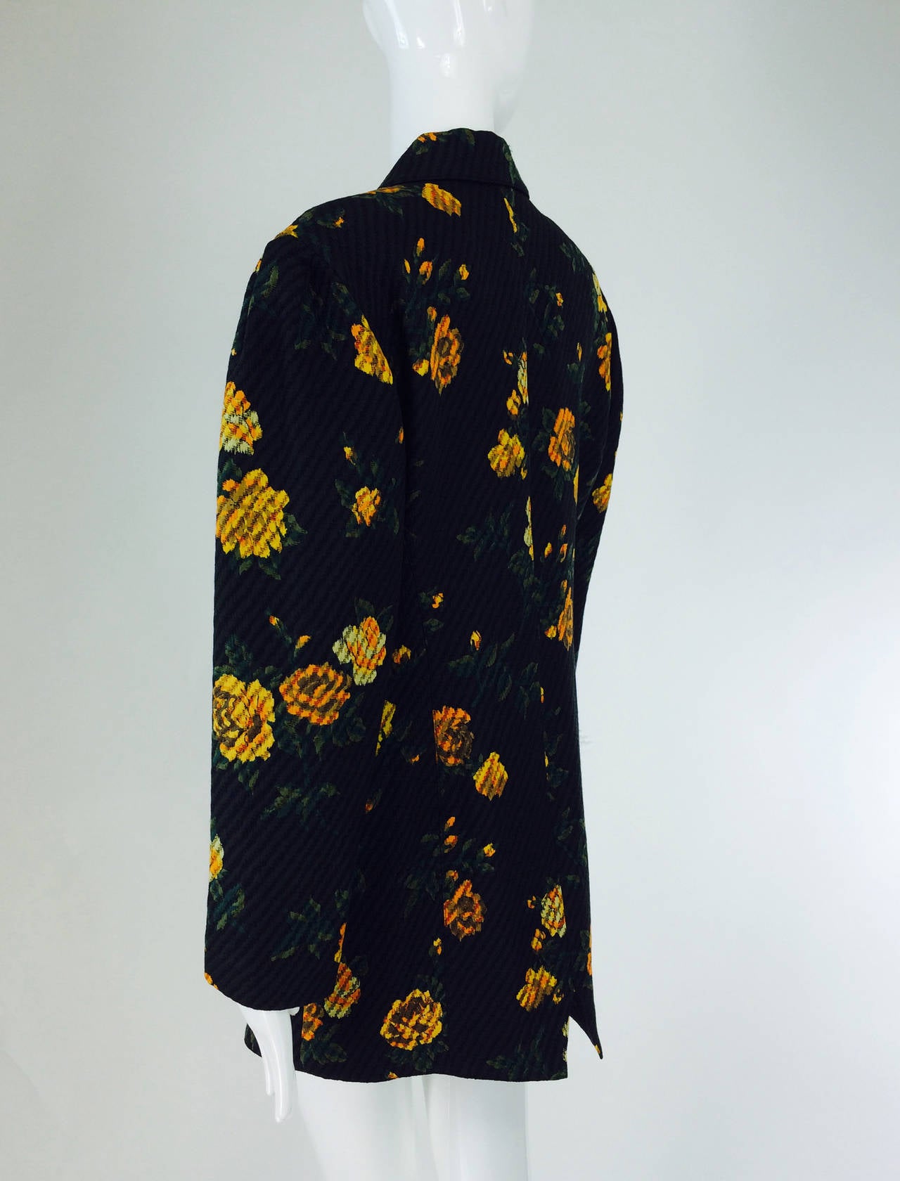 Women's Louis Feraud double breasted floral cotton cloque jacket 1980s