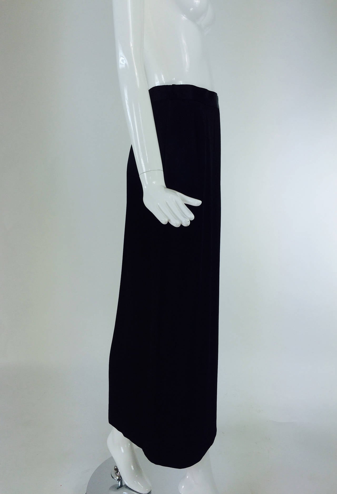 Yves St Laurent Rive Gauche black hammered satin evening skirt 4