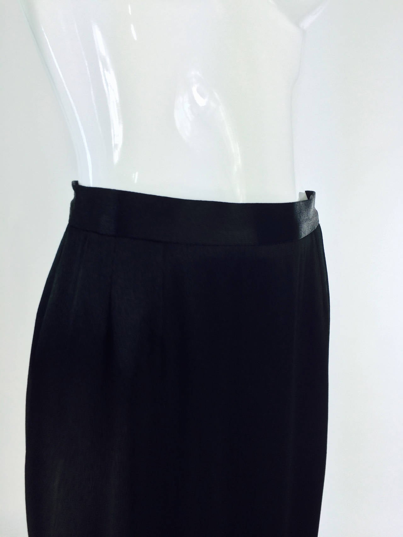 Yves St Laurent Rive Gauche black hammered satin evening skirt 3
