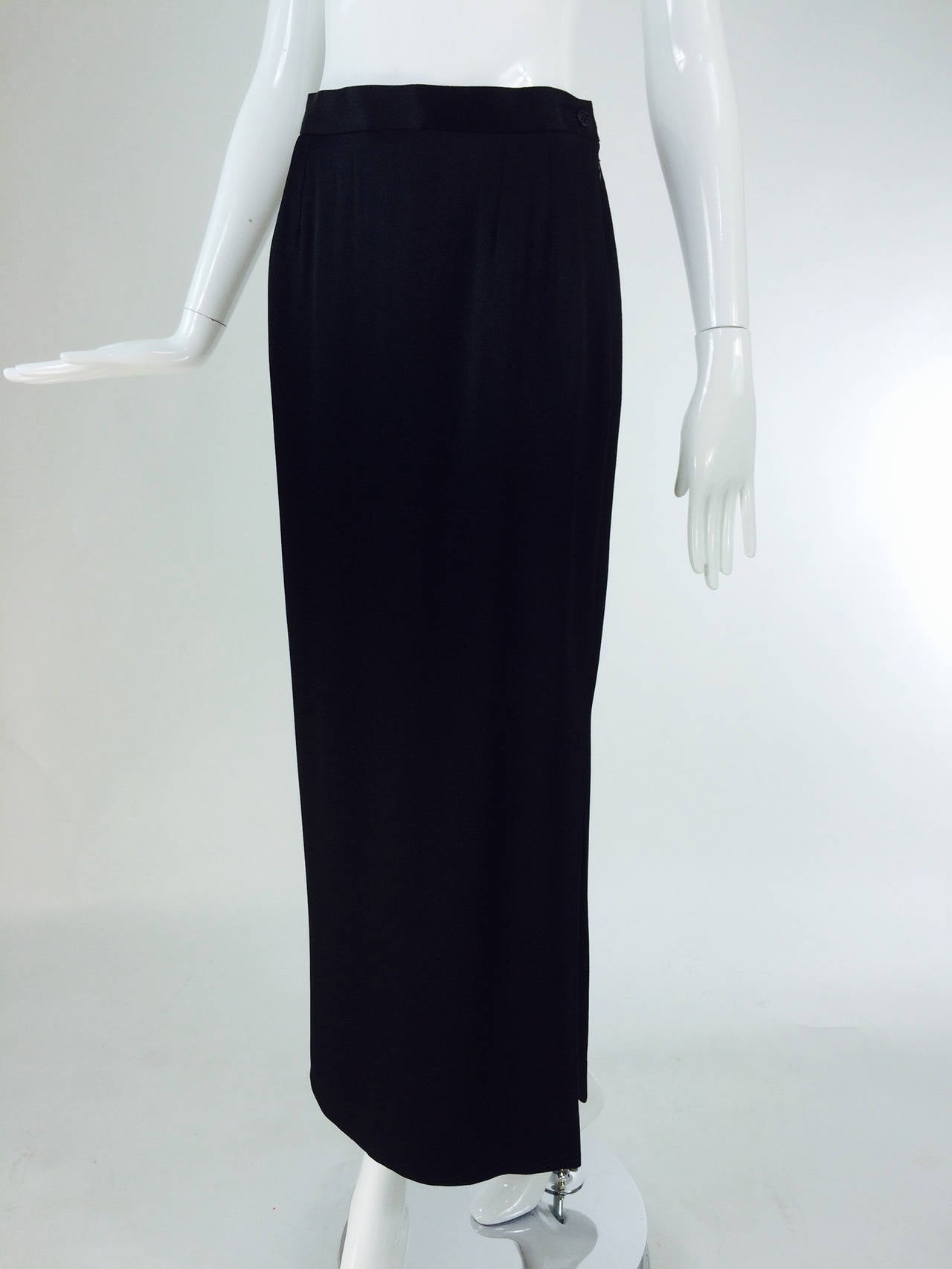 Yves St Laurent Rive Gauche black hammered satin evening skirt 1