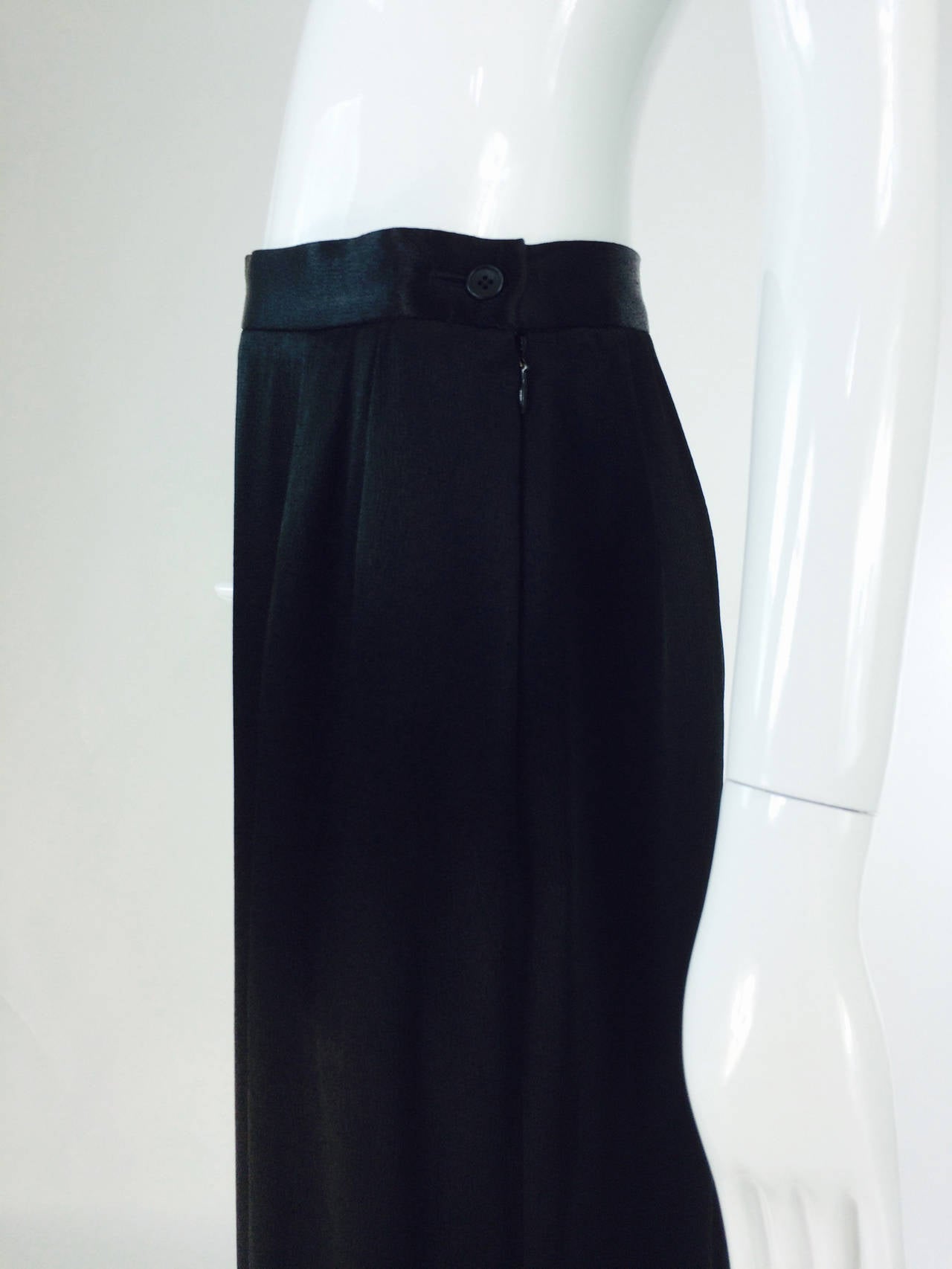Women's Yves St Laurent Rive Gauche black hammered satin evening skirt