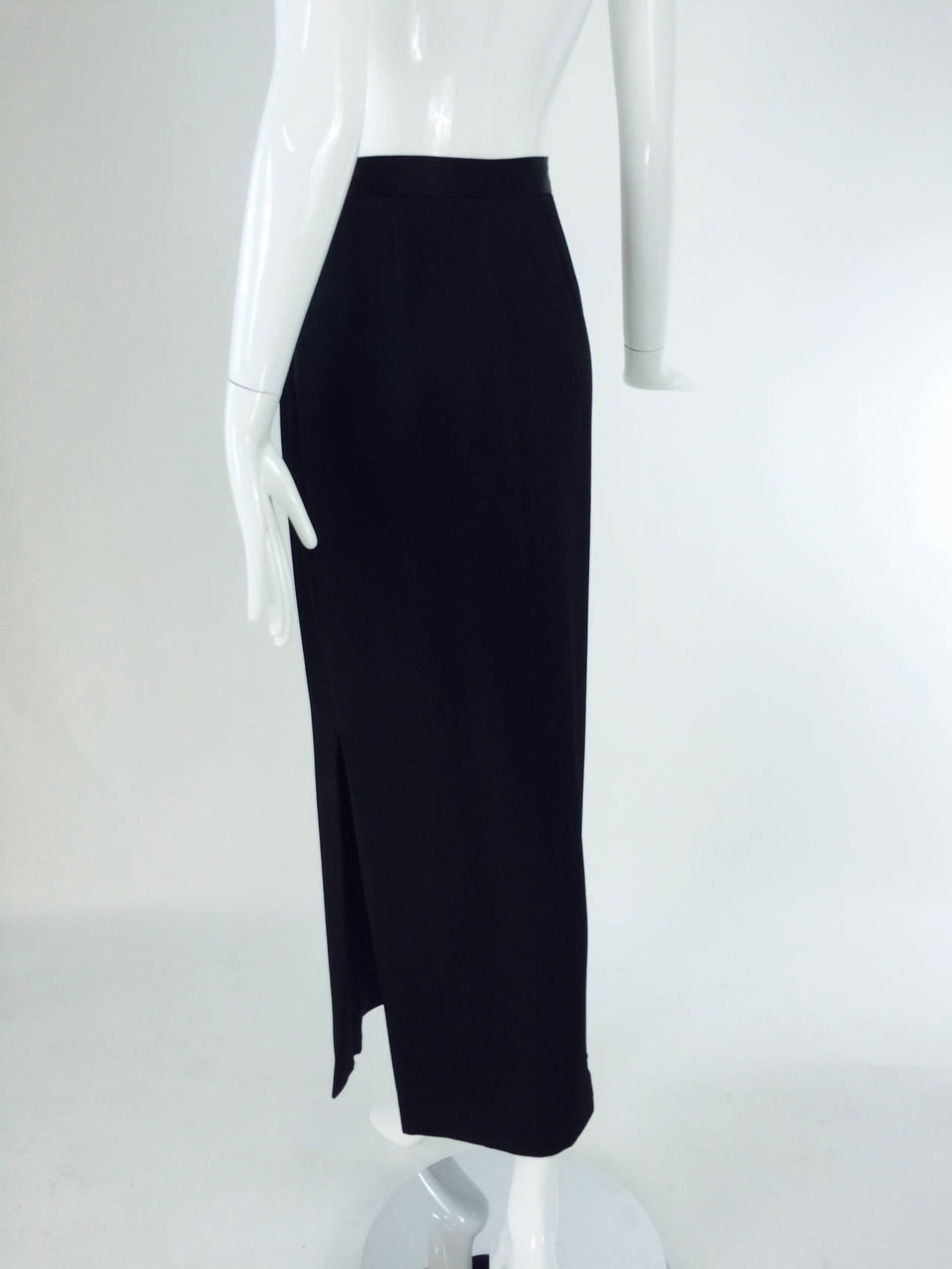 Black Yves St Laurent Rive Gauche black hammered satin evening skirt