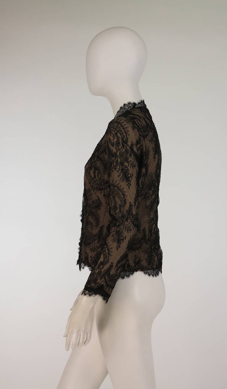 1930s romantic black Chantilly lace blouse 1