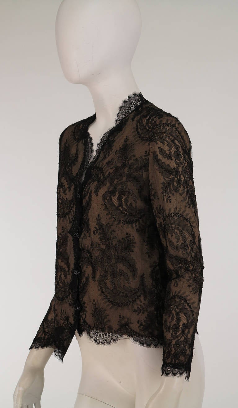 1930s romantic black Chantilly lace blouse 2