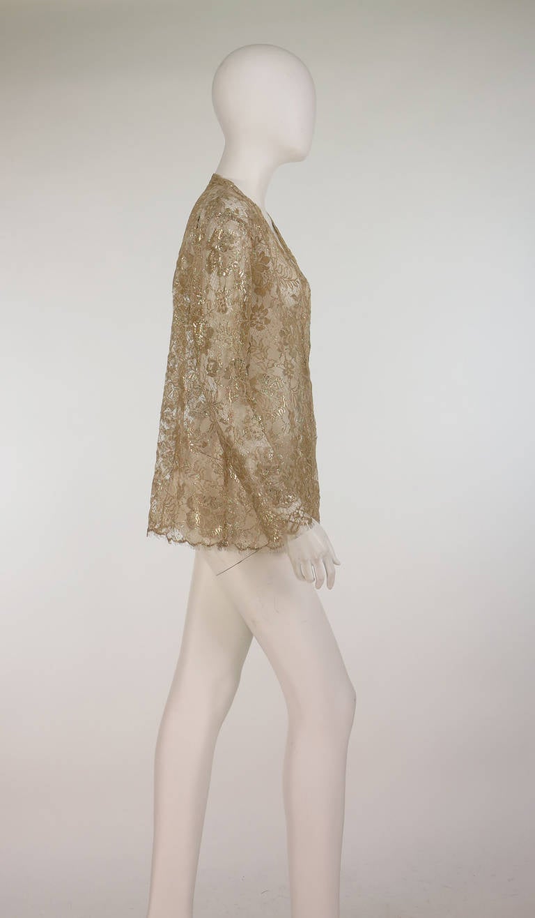 1980s Isadora Paris gold lace jacket In Excellent Condition In West Palm Beach, FL