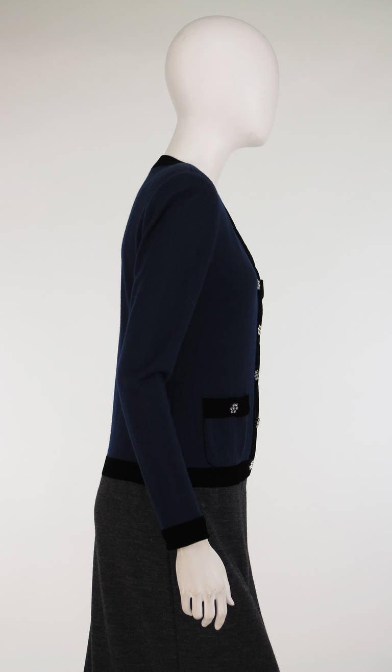 1970s Oscar de la Renta Navy & charcoal jersey dress 3