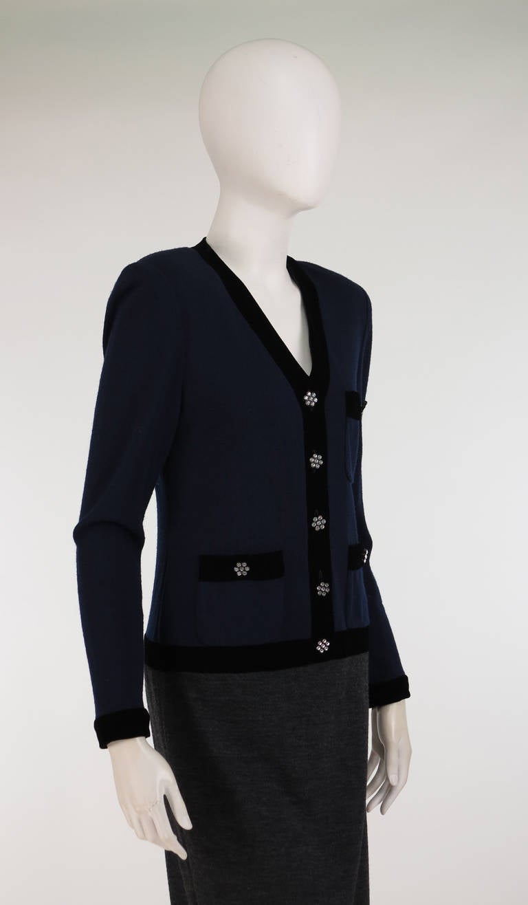 1970s Oscar de la Renta Navy & charcoal jersey dress 4