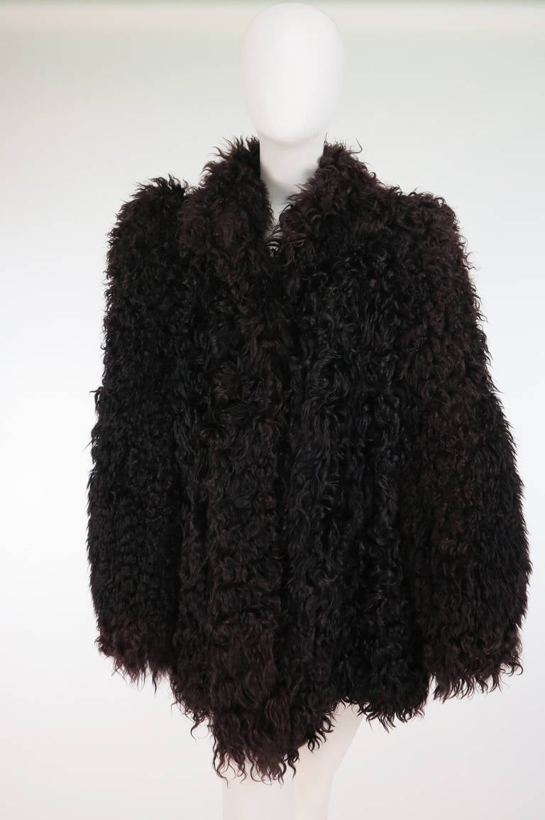 1960s silky black Mongolian lamb fur mini coat at 1stdibs