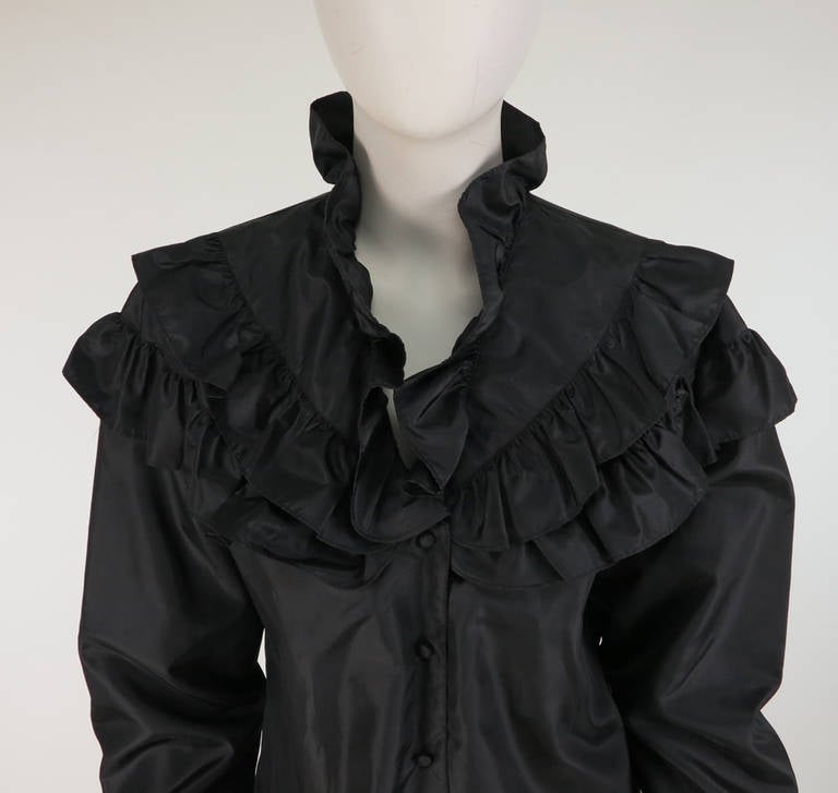 Women's 1980s Regina Porter black silk evening blouse