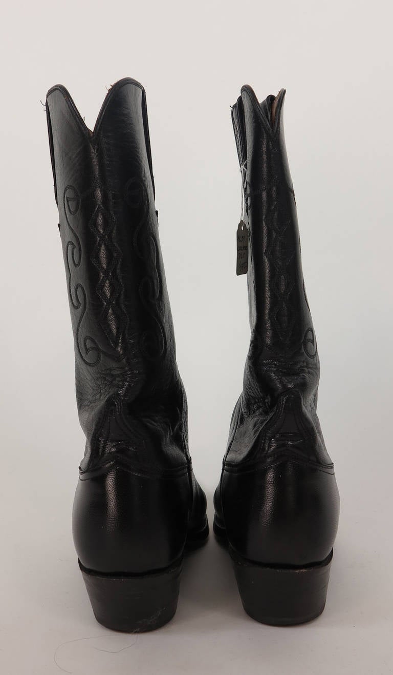 Lucchese black leather cowboy boots...Marked size 8 1/2 C,  fit a women's 9M...In excellent barely worn condition...