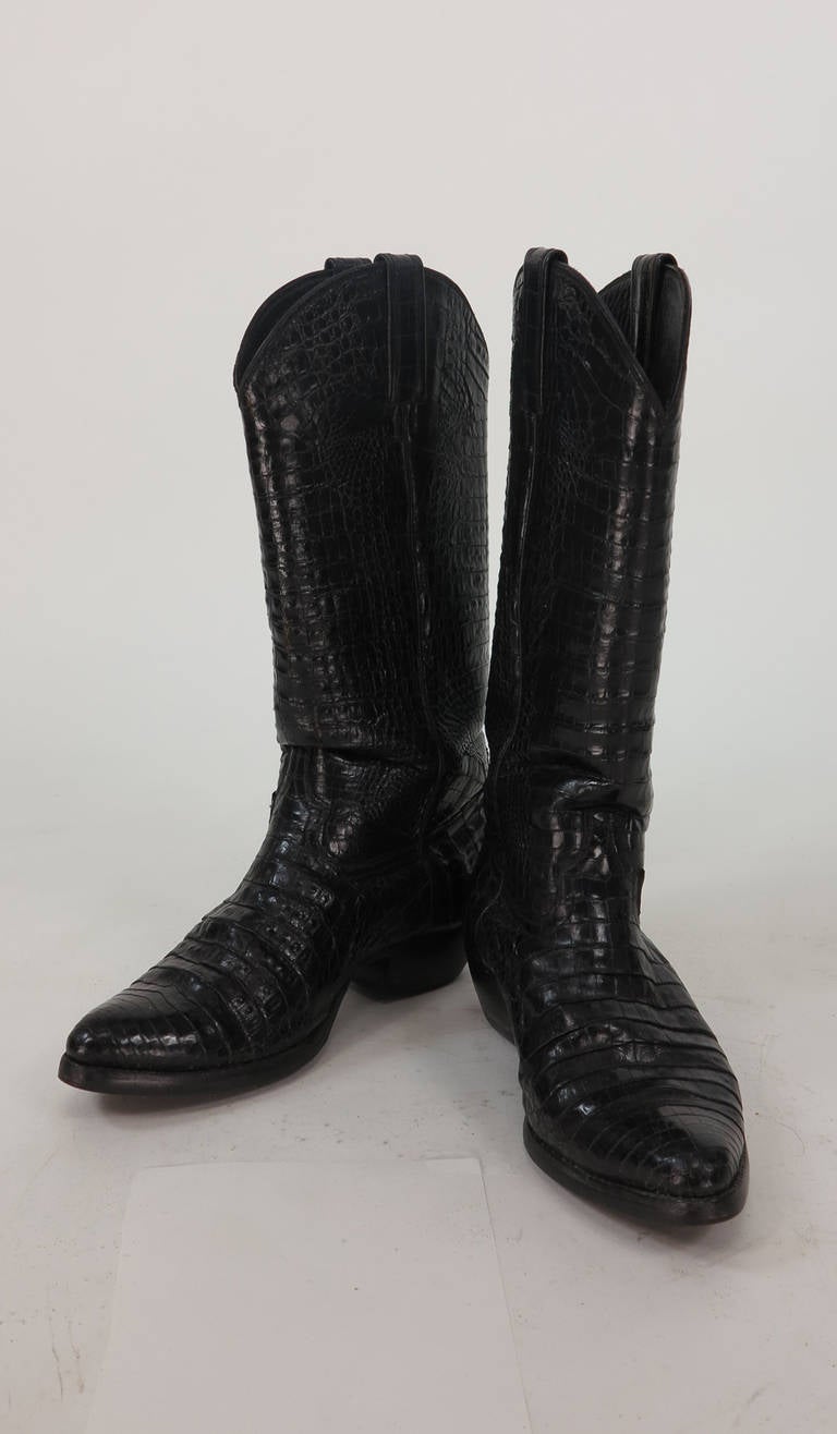 Lucchese black leather cowboy boots 1