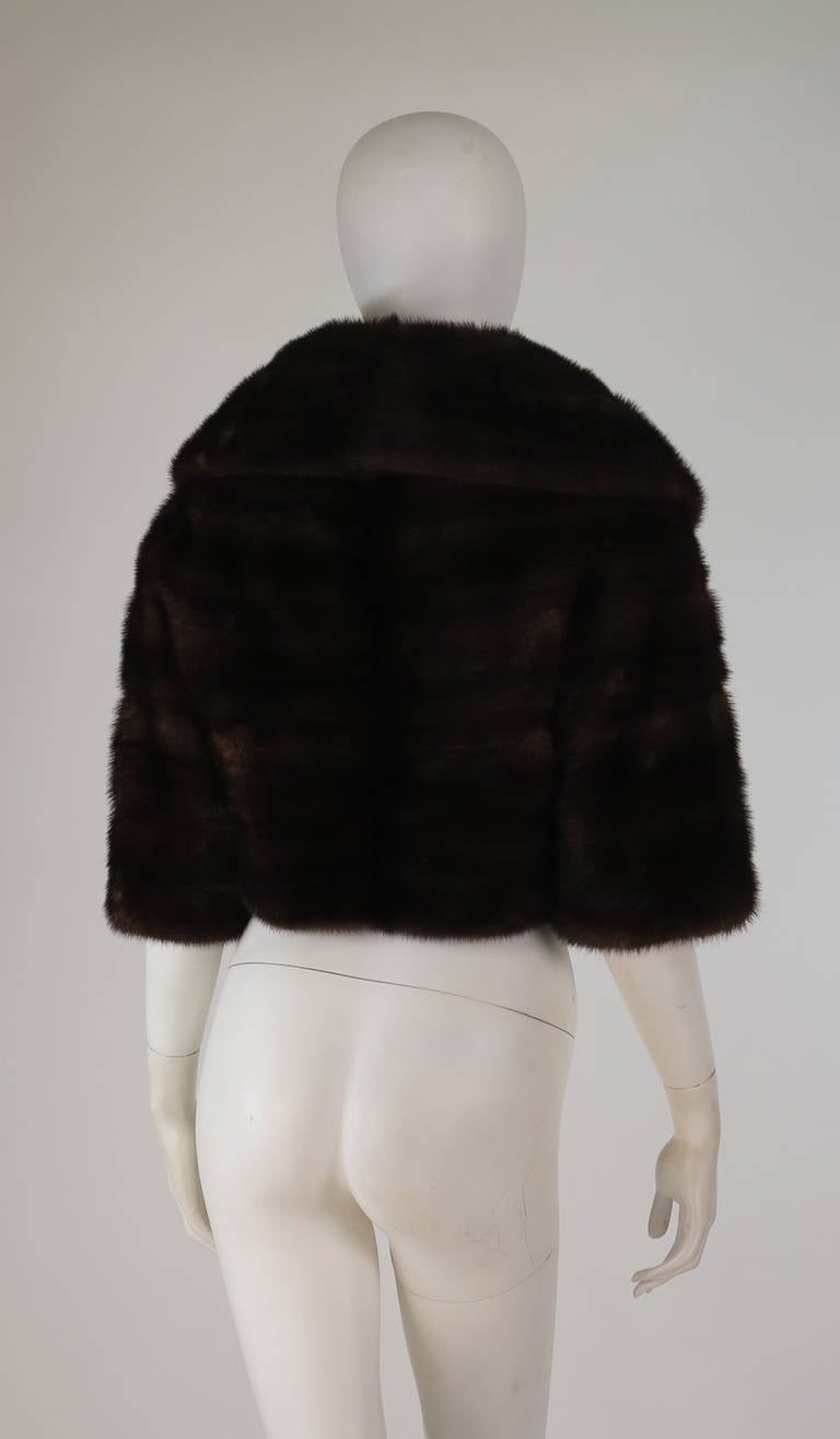 1956 Saks Fifth Ave.cropped dark mink fur jacket 1