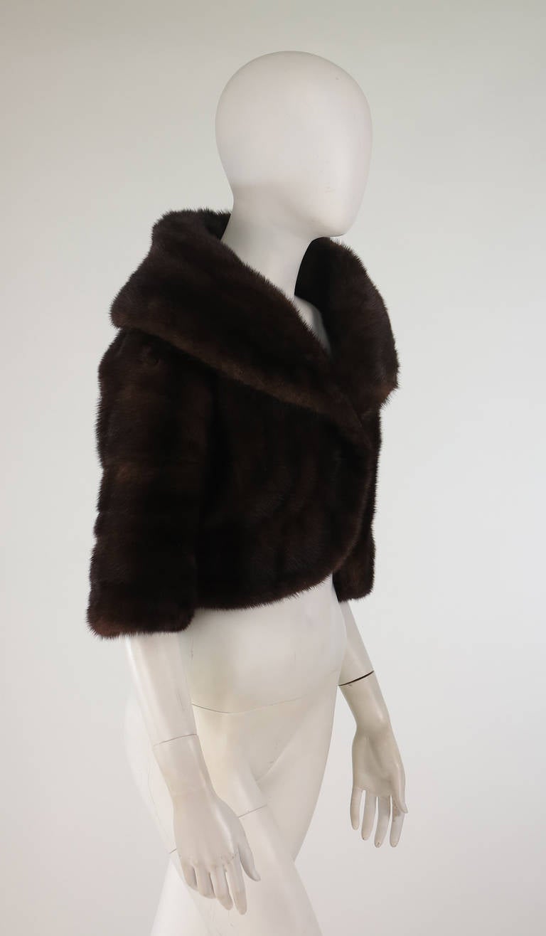1956 Saks Fifth Ave.cropped dark mink fur jacket 3