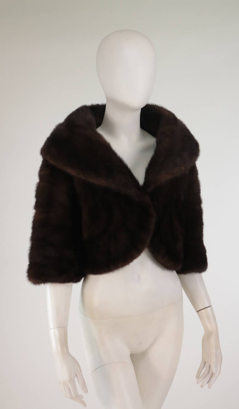 1956 Saks Fifth Ave.cropped dark mink fur jacket 4