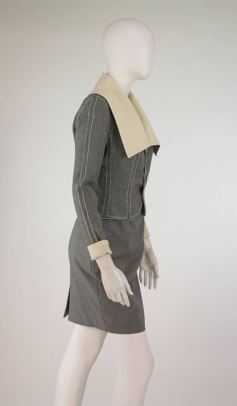 Women's Dior wool check & white wool reversible suit