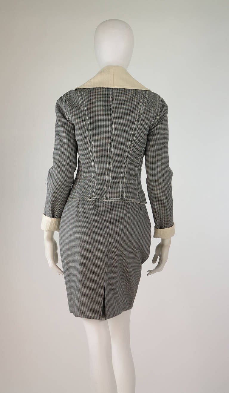 Dior wool check & white wool reversible suit 2
