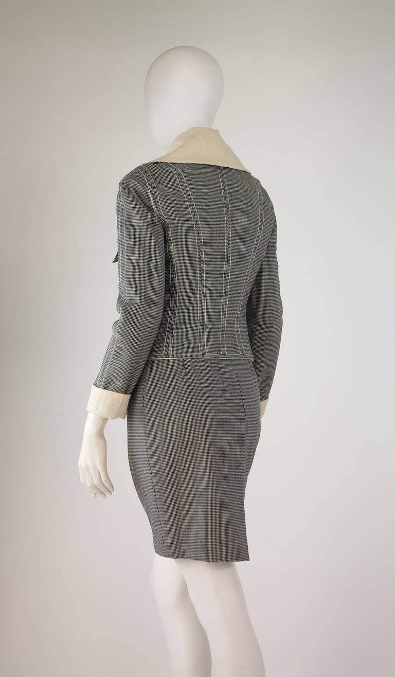 Dior wool check & white wool reversible suit 3