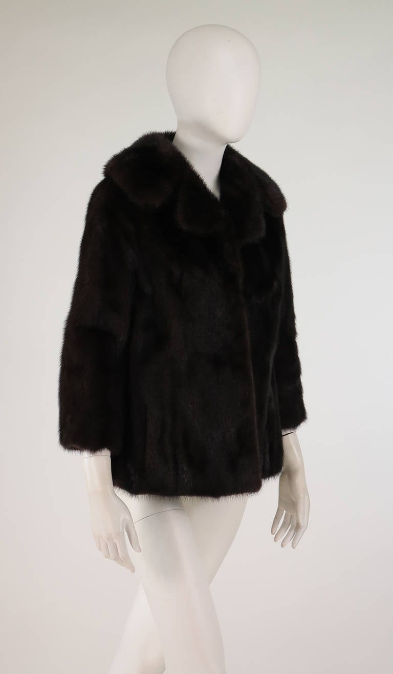 1960s dark mink fur jacket In Excellent Condition In West Palm Beach, FL