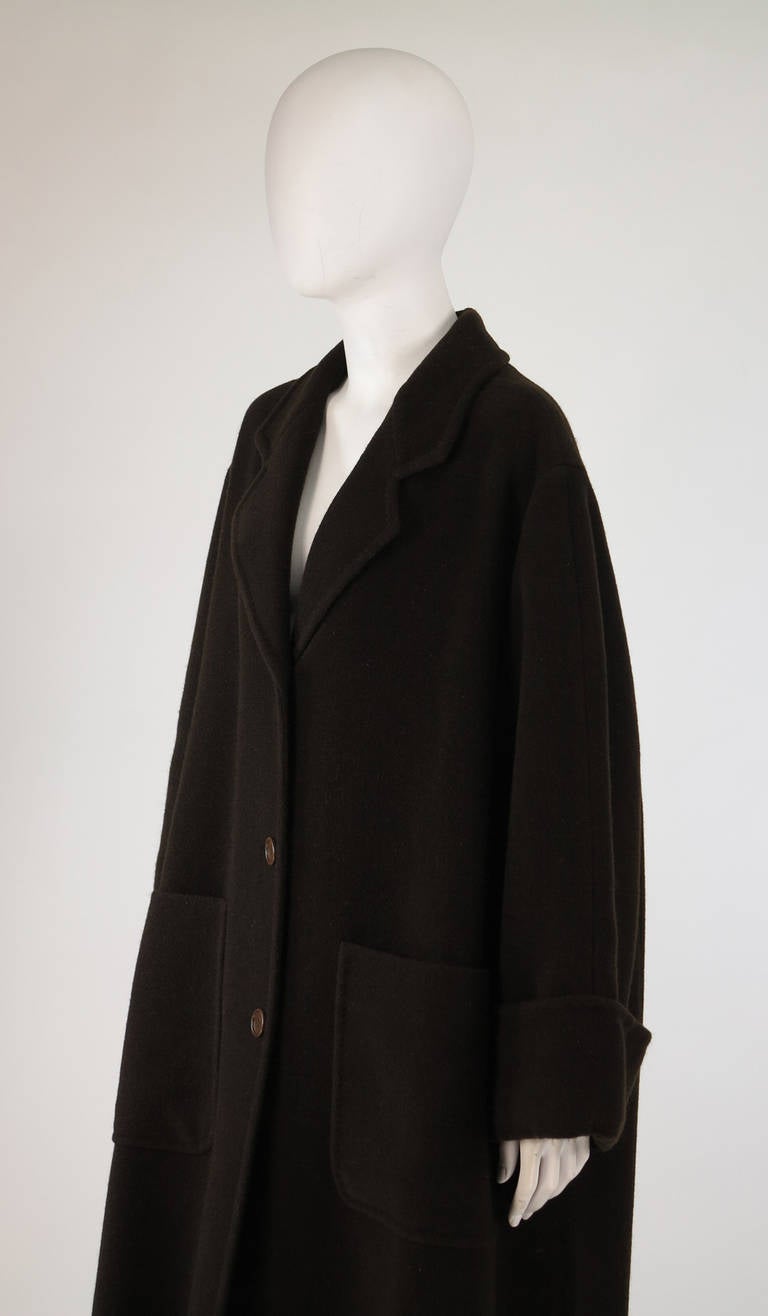 Women's Vestimenta Italy Oversize Brown Wool Coat 1990s