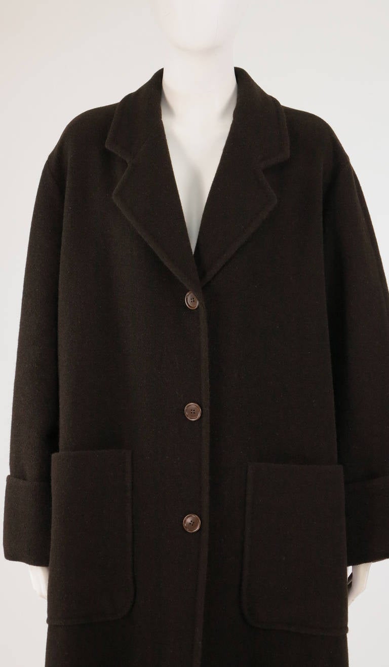 Vestimenta Italy Oversize Brown Wool Coat 1990s 1