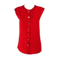 Vintage Yves St Laurent YSL Rive Gauche red satin back crepe sleeveless top