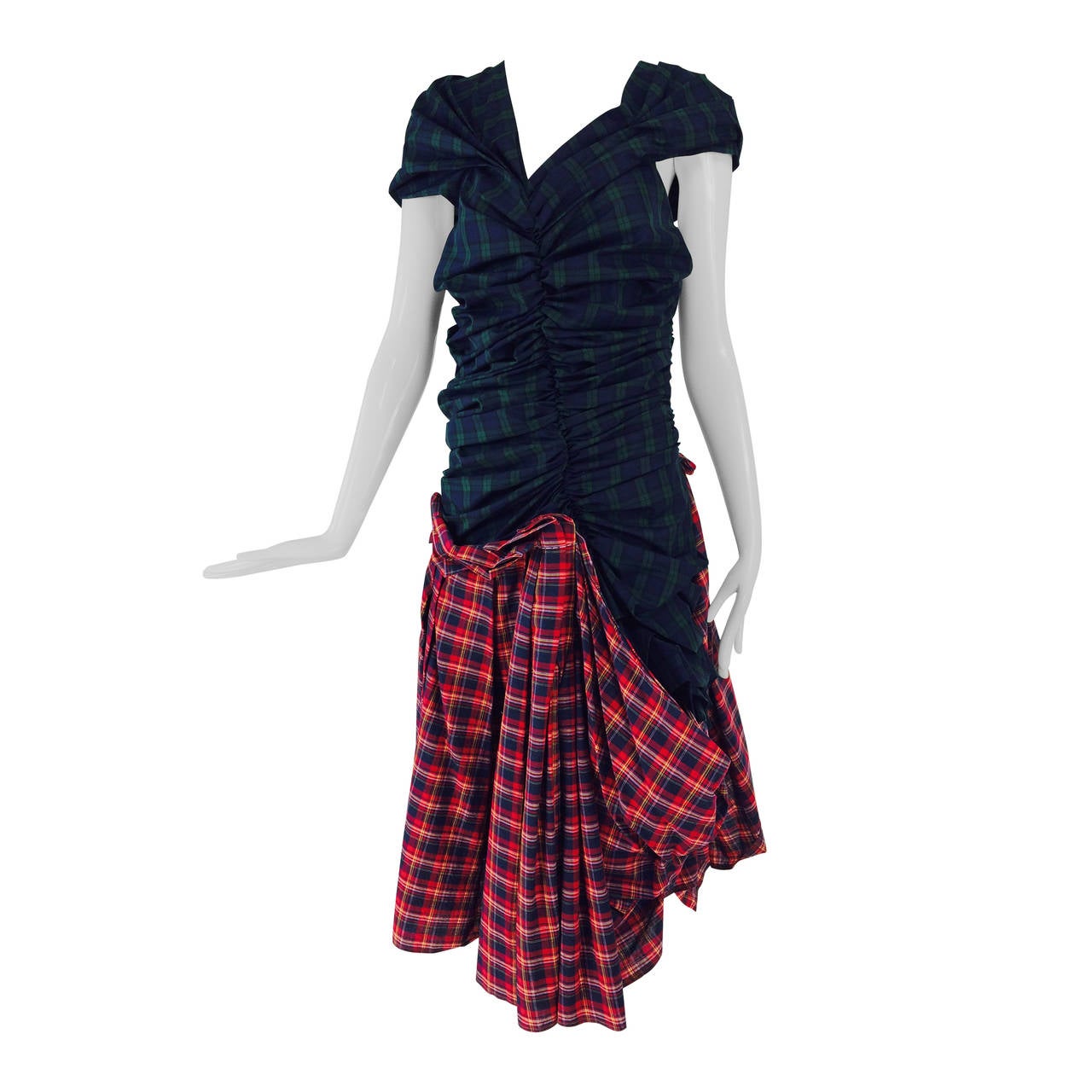 Comme des Garcons tartan/plaid dress in green & red 2005