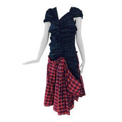 Comme des Garcons tartan/plaid dress in green & red 2005 7