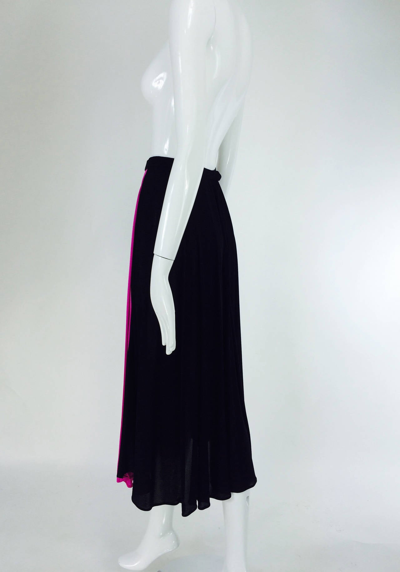 Purple Yves St Laurent YSL  Rive Gauche black & hot pink jersey skirt 1970s