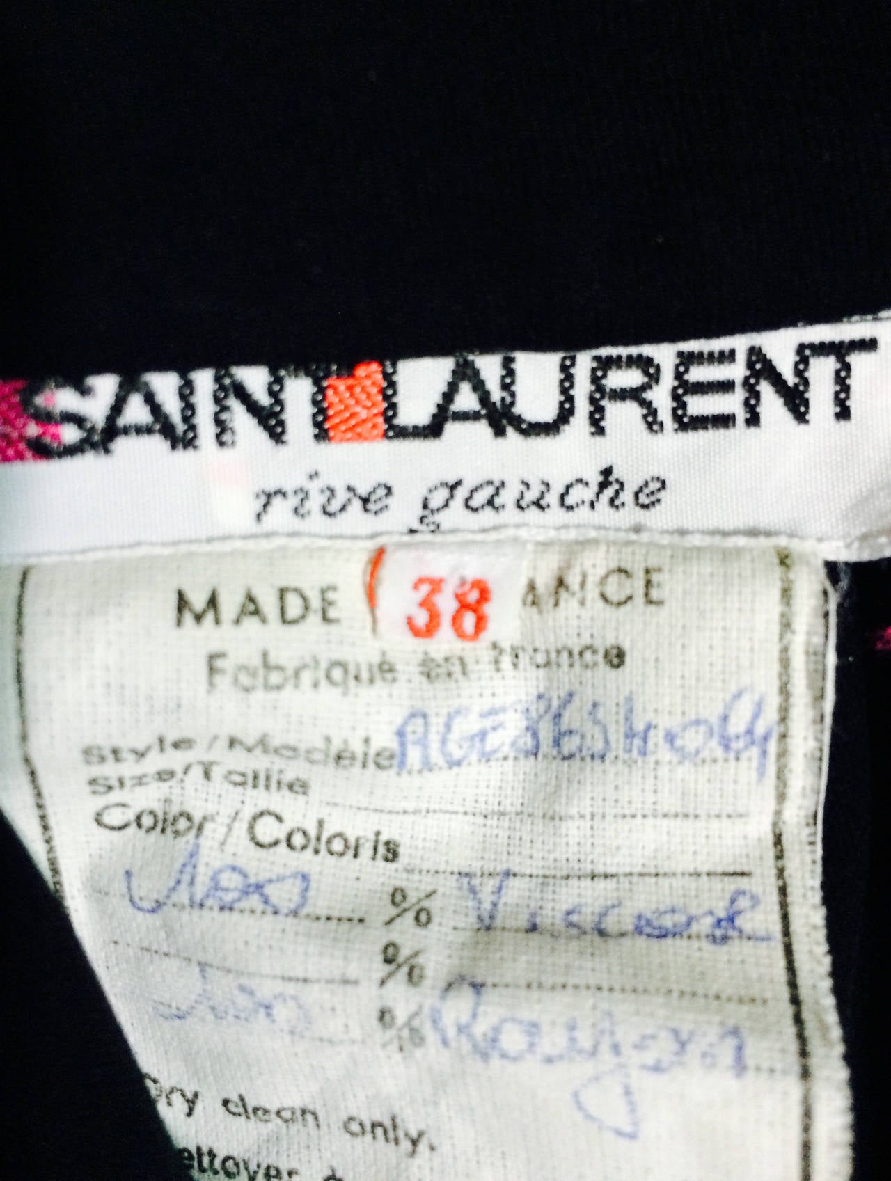 Yves St Laurent YSL  Rive Gauche black & hot pink jersey skirt 1970s 3