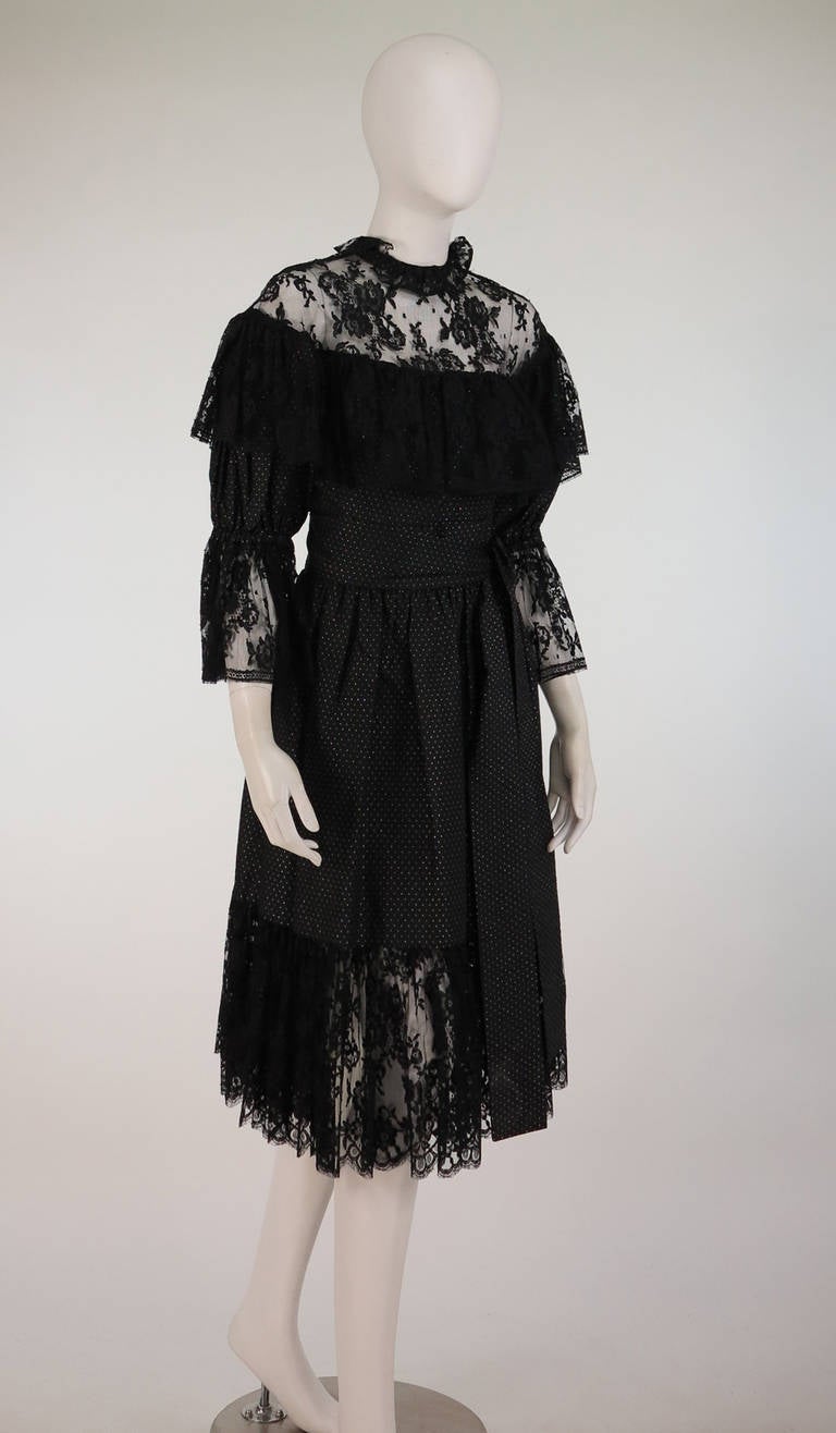 1970s Yves St Laurent 1976 rich peasant collection lace and silk ...