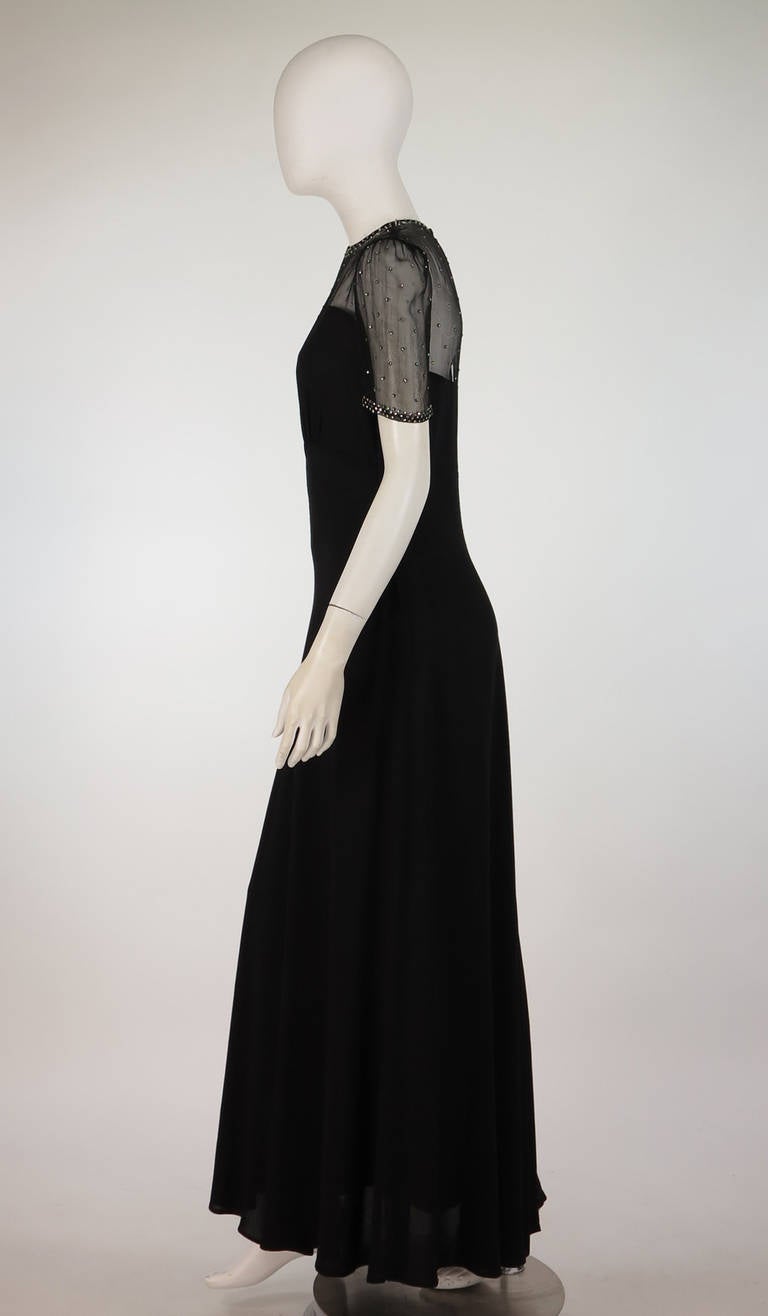 1930s Black Crepe Dress with Sequined Butterfly main image 0