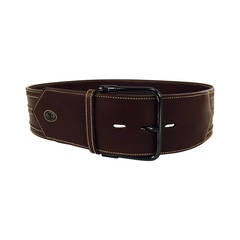 Gucci chocolate brown wide leather belt 42